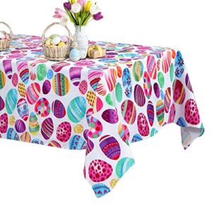 soardream easter tablecloth rectangle 57×84 inches colorful eggs printed table linen happy funny table cover spring outdoor party table decoration