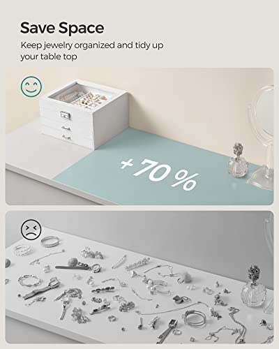 SONGMICS Jewelry Box, Lockable Jewelry Storage Organizer, Jewelry Case with Glass Window, for Rings, Earrings, Studs, Bracelets, Necklaces, White UJBC158W01