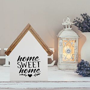 2 Pieces Wood Sign Home Sweet Home Tiered Tray Decor Farmhouse Decor Home Sign Shelf Decor House Shape Double-sided Home Sweet Home Decor Home Sign for Living Room Window Shelf Desk Office