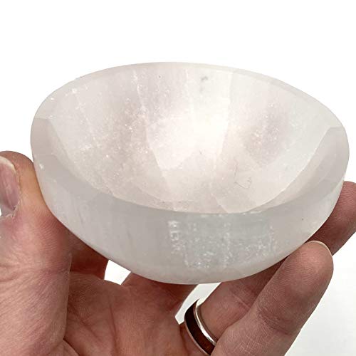 Paykoc Imports Small Selenite Bowl Dish 3" +- Hand Made Morocco