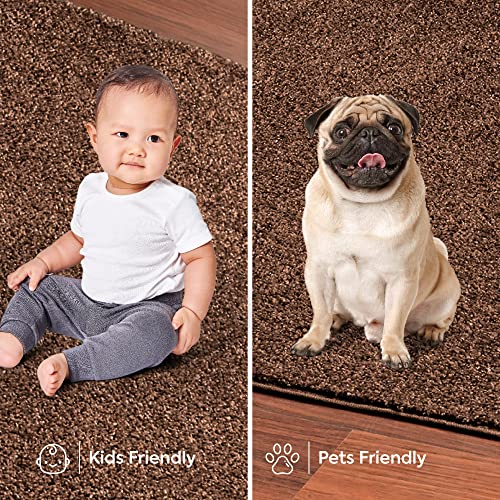 Furnish my Place Modern Plush Solid Color Rug - Brown, 3' x 4', Pet and Kids Friendly Rug. Made in USA, Rectangle, Area Rugs Great for Kids, Pets, Event, Wedding