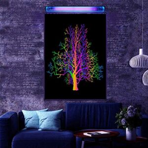 blacklight premium velvet material poster print 24×34 inch, reactive at uv light, glow at blacklight, art wall fluorescent poster, fluorescent ink print (glow tree)