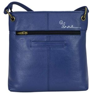 Anna by Anuschka Women's Genuine Leather Medium Crossbody Handbag, Hand Painted Exterior, Romantic Rose Blue