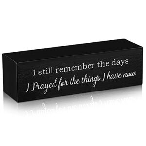jetec i still remember the days i prayed sign rustic wooden farmhouse christian decor wooden religious plaque christian home prayer block sign for office tabletop tiered tray decor (black)