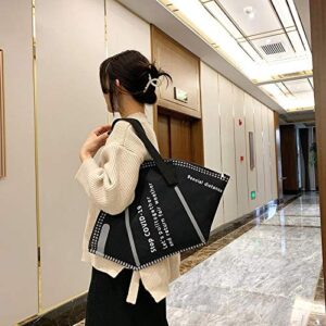 Womens Mask Shaped Tote Bag Large Capacity Handbag Eco-friendly Canvas Shopping Shoulder Bags (Black)