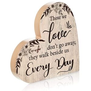 Sympathy Gift Memorial Heart Present for Loss of Loved One Wooden Remembrance Bereavement Gift Condolence Sign Loss of Father Mother Son Brother Decor 6.3 x 6 x 0.7 Inches(Simple Style)