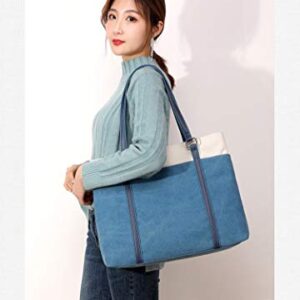 Womens Tote Bag Hobo Handbags Casual Satchel Canvas Shoulder Bag Shopper Travel Purses Blue