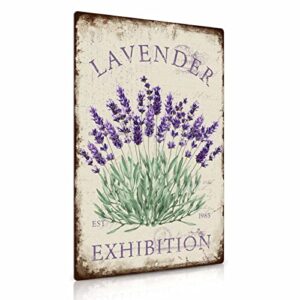 putuo decor flower art painting sign,living room or dining room decor,12×8 inches aluminum (lavender)