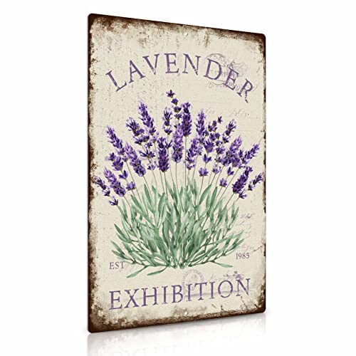 Putuo Decor Flower Art Painting Sign,Living Room or Dining Room Decor,12x8 Inches Aluminum (Lavender)