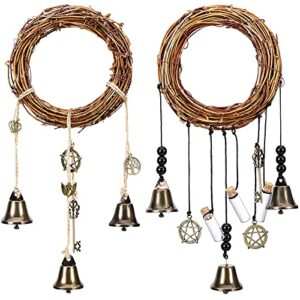 2 pieces witch bells protection for door knob hanger wiccan wind chimes witchy things clear negative energy attracts positive witchcraft wicca supplies for boho home room decor