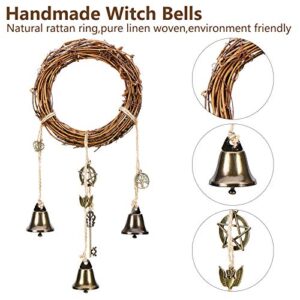 2 Pieces Witch Bells Protection for Door Knob Hanger Wiccan Wind Chimes Witchy Things Clear Negative Energy Attracts Positive Witchcraft Wicca Supplies for Boho Home Room Decor