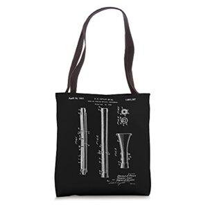 oboe player blueprint patent diagram outline band student tote bag
