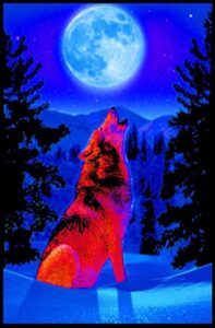 wolf moon non-flocked blacklight poster 24×36 inches