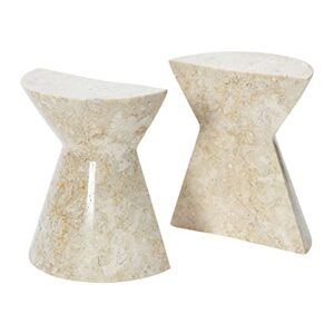 Bloomingville Natural Modern Marble Office and Home Contemporary Shelf and Table Décor Set of 2 Bookends, Beige, 2