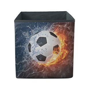 dremagia collapsible storage box cube durable fabric toy chest large closet bin basket, water fire football