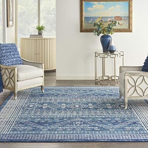 Nourison Passion Bohemian Navy Blue 8' x 10' Area -Rug, Easy -Cleaning, Non Shedding, Bed Room, Living Room, Dining Room, Kitchen (8x10)