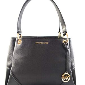 Michael Kors Women's Nicole Large Shoulder Bag Tote Purse Handbag (Black Leather)