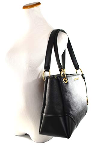 Michael Kors Women's Nicole Large Shoulder Bag Tote Purse Handbag (Black Leather)