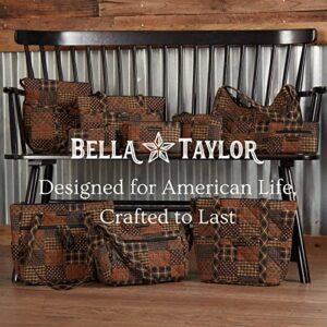 Bella Taylor Ironstone Essentials Quilted Cotton Country Patchwork Wallet Crossbody Purse; Chestnut, Khaki and Black