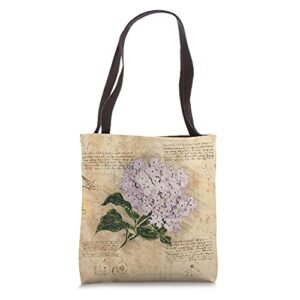 aesthetic lilac flower vintage letter decor cute cottagecore tote bag