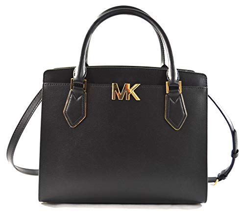 Michael Kors Women's Mott Large Satchel Convertible Crossbody Bag Purse Handbag (Black)