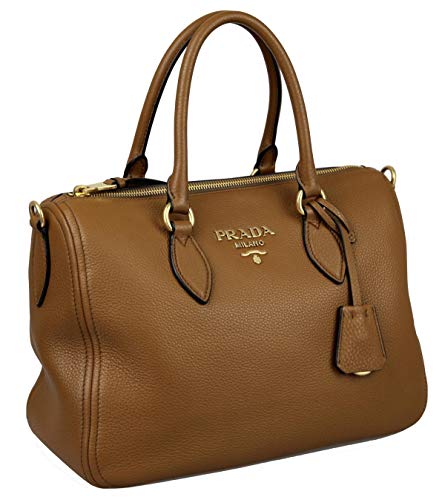 Prada Vitello Leather Cannella Brown Phenix Handbag 1BB023