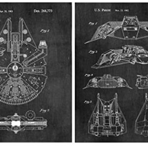 Star Wars Gifts Decor Posters Men Women Boys - Set of 8 Wall Art Prints (8x10) Starwars - Kitchen Bathroom Home Office Decorations - Reinterpreted Vintage Movie Action Sci Fi Comic-Con Figures