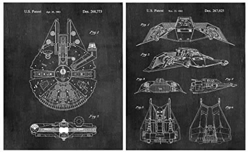 Star Wars Gifts Decor Posters Men Women Boys - Set of 8 Wall Art Prints (8x10) Starwars - Kitchen Bathroom Home Office Decorations - Reinterpreted Vintage Movie Action Sci Fi Comic-Con Figures