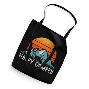 Happy Camper Gift RV Camping Accessory Retro Sun 70s 80s Tote Bag