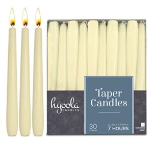 hyoola tall taper candles – tapered candles – ivory dripless candle sticks – 8 inch (20cm) – 7 hour burn time (30-pack)
