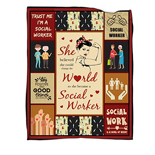 WIACBIL Social Worker Blanket Gifts, Social Worker Gifts for Women, Social Worker Appreciation Graduation Gifts, Throw Blanket 50"x 60"