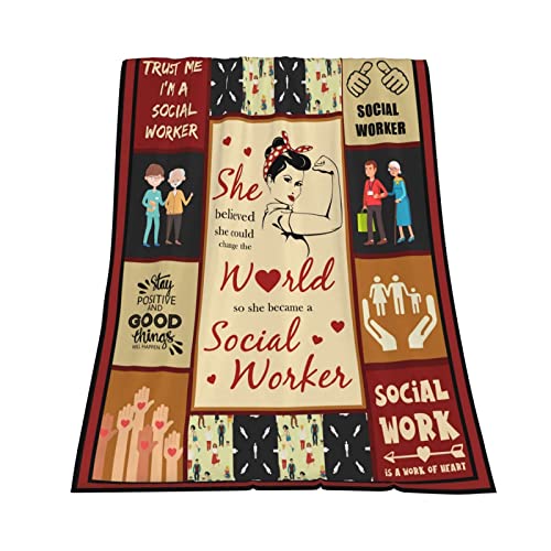 WIACBIL Social Worker Blanket Gifts, Social Worker Gifts for Women, Social Worker Appreciation Graduation Gifts, Throw Blanket 50"x 60"