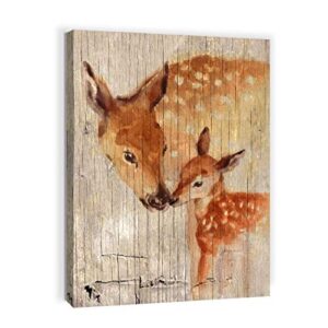 rustic home decor bathroom wall art farmhouse decor for bedroom modern home country elk pictures kitchen wall decor canvas framed artwork for walls prints wood grain animal wall decoration size 12×16
