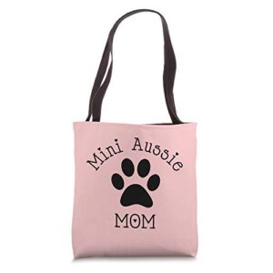 mini aussie mom black paw australian shepherd dog owner tote bag