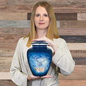Trupoint Memorials Cremation Urns for Human Ashes - Decorative Urns, Urns for Human Ashes Female & Male, Urns for Ashes Adult Female, Funeral Urns - Dove, Large