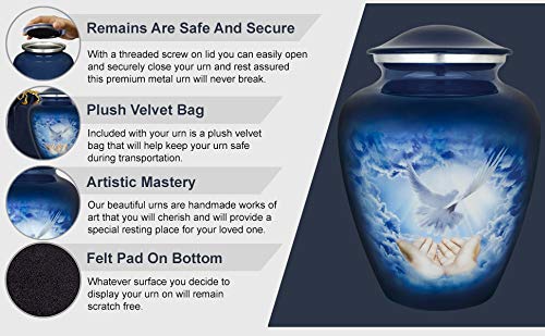 Trupoint Memorials Cremation Urns for Human Ashes - Decorative Urns, Urns for Human Ashes Female & Male, Urns for Ashes Adult Female, Funeral Urns - Dove, Large