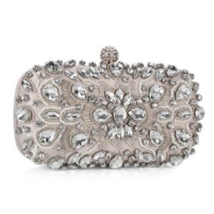 uborse women wedding clutch purse noble crystal beaded evening bag clutch bag apricot small