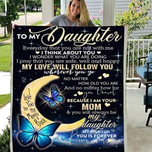 to my daughter my love will follow you love your mom 3d custom fleece photo blanket fan gift (x-large 80 x 60 inch)
