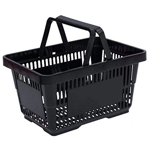 Black Shopping Basket Set of 12 Durable Black Plastic Grocery Shopping Baskets with Handles Storage Basket Organizer Basket for Christmas Party Birthday Gift