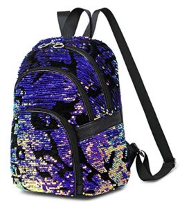 ecodudo mini sequin backpack purse for women teen girls small fashion sparkly backpacks (purple)