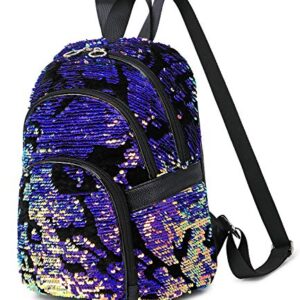 Ecodudo Mini Sequin Backpack Purse for Women Teen Girls Small Fashion Sparkly Backpacks (Purple)