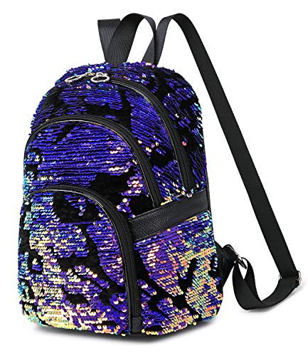 Ecodudo Mini Sequin Backpack Purse for Women Teen Girls Small Fashion Sparkly Backpacks (Purple)