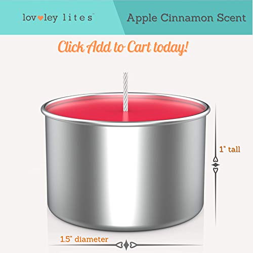 Lovley Lites Soy Tealight Candles Apple Cinnamon - 36 Premium 1 Inch Tall Red Tea Candles, Long Burning Tea Lights Scented with Essential Oils