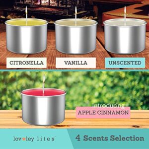 Lovley Lites Soy Tealight Candles Apple Cinnamon - 36 Premium 1 Inch Tall Red Tea Candles, Long Burning Tea Lights Scented with Essential Oils