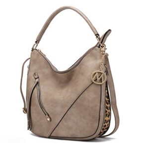 mkf fashion hobo bag for women – pu leather top handle handbag purse – crossbody shoulder strap lady pocketbook lisanna apricot