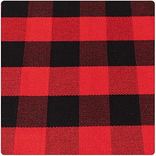 Wininplus Buffalo Plaid Check Rug 27.5 X 43 in Hand-Woven Indoor Or Outdoor Washable Checkered Rugs for Layered Door Mats for Front Porch/Entryway/Farmhouse, Red and Black Plaid Doormat