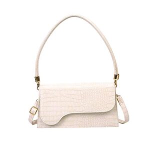 AMHDV Retro Classic Clutch Shoulder Bag Crocodile Pattern Small Crossbody Handbag for Women (03off-white)