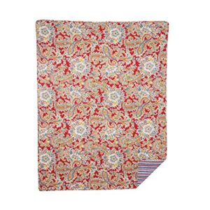 c&f home rhapsody paisley quilted throw 48″ x 60″ red gold and blue paisley reversable to stripes blanket cotton machine washable soft for couch sofa or bed 48×60 inches red