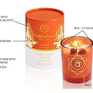 SUZIEJO Aromatherapy Candle Sacral Chakra Ylang Ylang Jasmine Essential Oil Scented Candles Red Agate Crystals & Healing Stones Spiritual Gifts for Women Soy Candle Stress Relief Candle Set