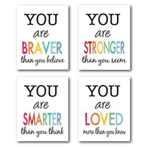 xwelldan motivational quotes wall art colorful prints, inspirational poster for home office bedroom classroom decor, 8 x 10 inch set of 4 prints, no frame